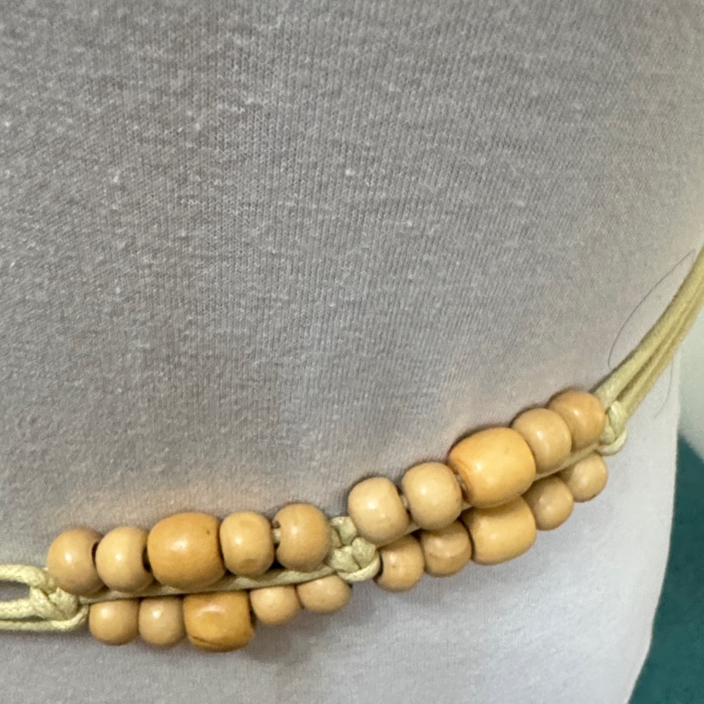 Boho Cream Beaded Shell Tie Belt - Picture 3 of 5